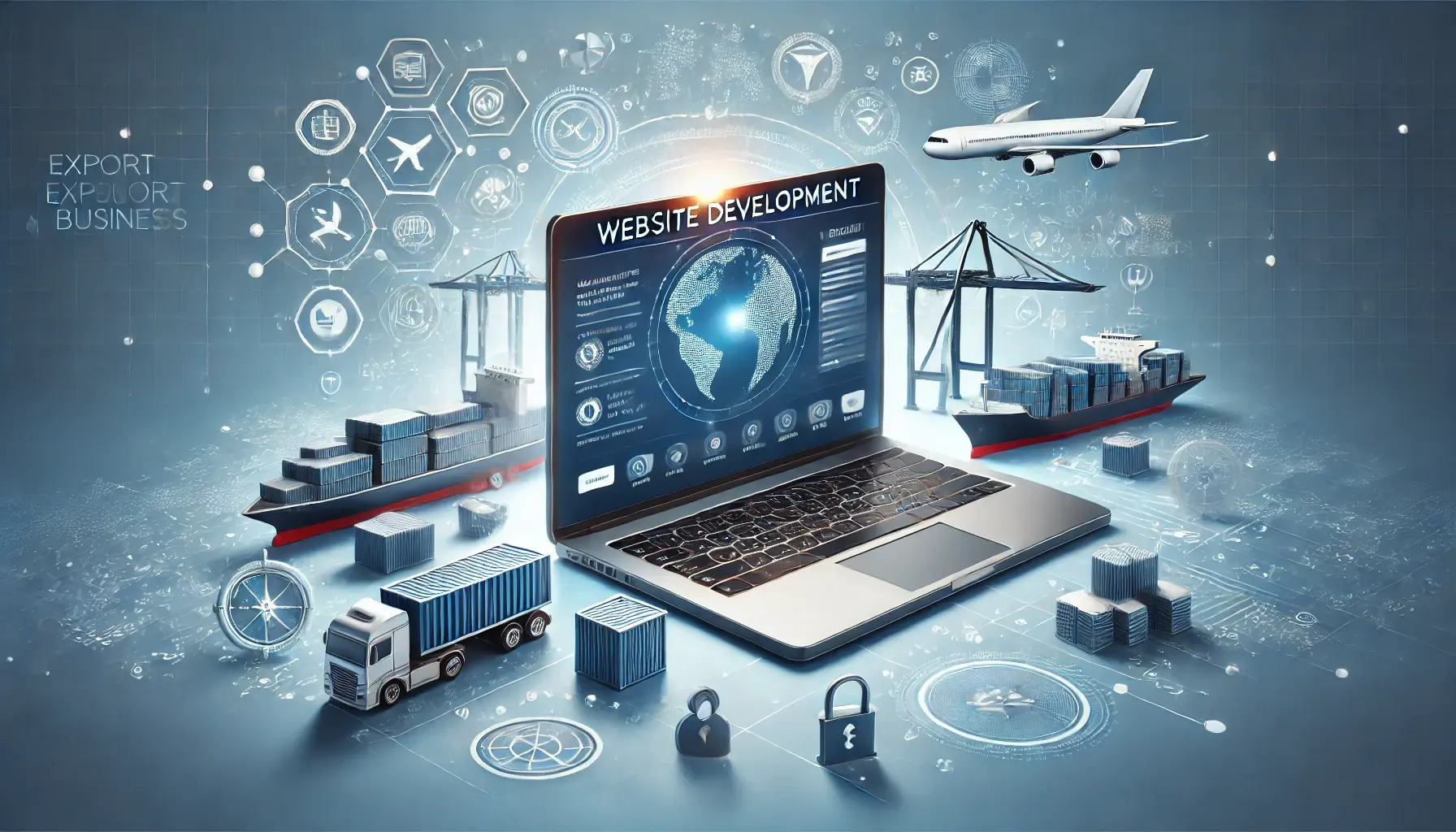 International trade and export import business website illustration